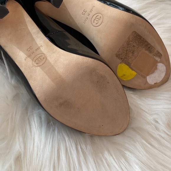 Chanel Two Tone Patent Leather Pumps - Picture 10 of 14